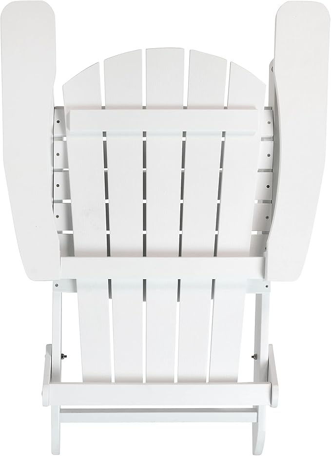 Flash Furniture Charlestown Folding Adirondack Chair - White - Poly Resin - Indoor/Outdoor - Weather Resistant - Set of 2