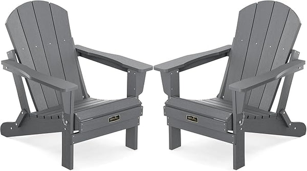 SERWALL Adirondack Chair Set of 2 for Patio Garden Outdoors Fire Pit- (Folding Gray) - Photo 1