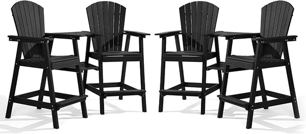 PASAMIC Tall Adirondack Chairs Set of 4, All-Weather HDPE Patio Chairs with Double Connecting Trays - Photo 1
