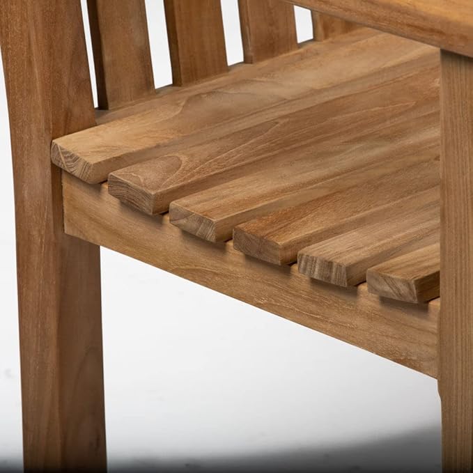Ash & Ember Solstice 5 FT Grade A Teak Outdoor Bench, Weather Resistant Outdoor Furniture, Outdoor Patio Furniture with Bow Back Design & Contoured for Comfort, Porch Bench Seats 2 People