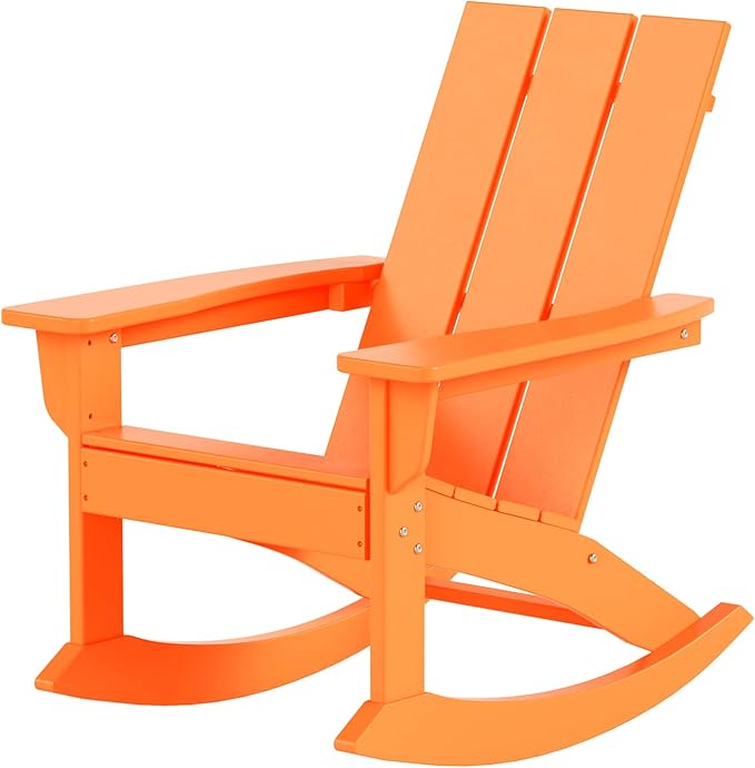 WO WESTIN OUTDOOR HDPE Shoreside Modern Rocking Poly Adirondack Chair,Orange