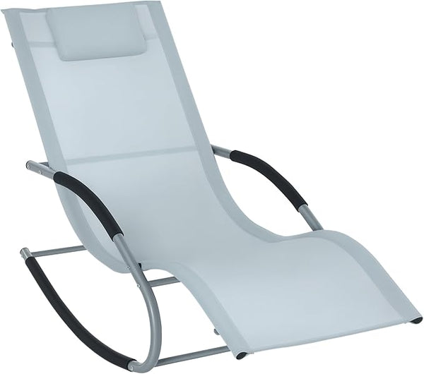 Outsunny Zero Gravity Rocking Chair Outdoor Chaise Lounge Chair Recliner Rocker with Detachable Pillow and - Photo 1
