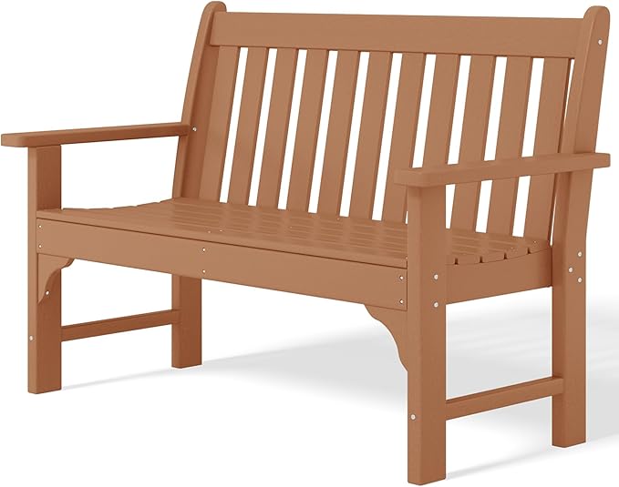 Costaelm Garden Bench, Farmhouse Park Front Porch for Entryway Bench Outdoor Seating Low Bench Patio Bench Outside/Indoor, Teak