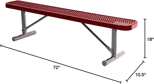 COATEDOUTDOORFURNITURE Heavy-Duty Portable Outdoor Bench Thermoplastic Coated, Expanded Metal, Commercial-Grade Seating, Made in America (Portable Without Back, 6 Ft, Textured Burgundy)