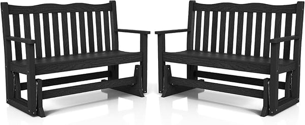 Stoog Outdoor Glider Benches Set of 2, All-Weather Patio Glider with 800 lbs Weight Capacity, Low Maintenance, for Porch - Photo 1