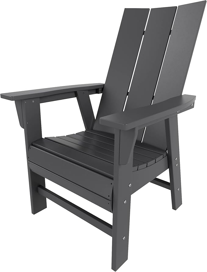 WO WESTIN OUTDOOR HDPE Shoreside Modern Curveback Adirondack Dining Chair,Gray
