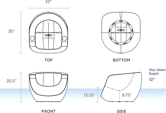 Tenjam Moon Chair in Pool Lounge Chairs for Sun Shelf Set of Two, Pool Chairs and Lounger for in Pool Tanning Ledge Support up to 12" of Water Depth (Custom Colors)