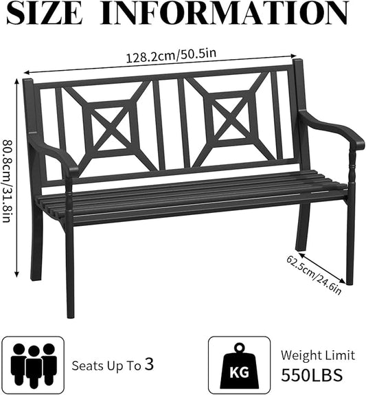 SHGJ&SOFT Outdoor Bench, Garden Bench, Outdoor Metal Frame Patio Park Bench,for Porch, Lawn,Garden,Yard (BK-05)
