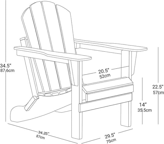 Folding Adirondack Chair, All-Weather Fire Pit Chairs, Oversized All Weather Resistant Outdoor Adirondack Chair for Firepit Area BBQ Beach Deck Garden Lawn Backyard Pool (Dark Green)