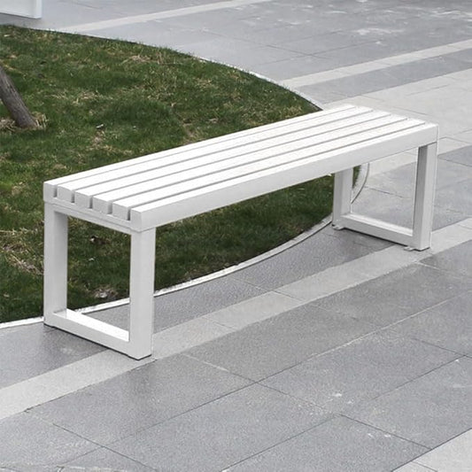 2 Person Outdoor Bench Weatherproof,Metal Garden Benches,Front Porch Bench seat,880 Lbs Weight,Heavy-Duty Furniture Seating for Park,Entryway,Patio Black,Yellow,Orange(White,47.2 Inch)