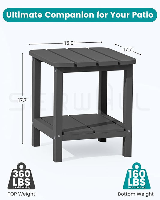 SERWALL Adirondack Table Set of 4, Outdoor Side Table- Gray