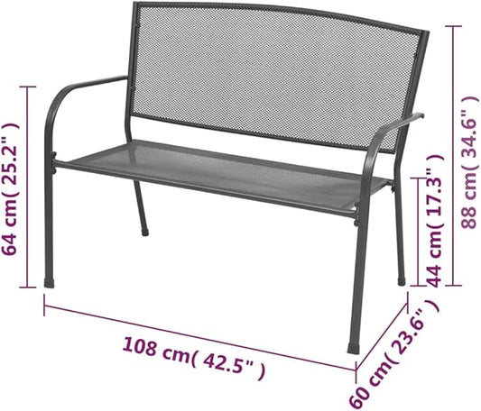Garden Bench Deck Bench Patio Bench 42.5" Steel and Mesh Anthracite