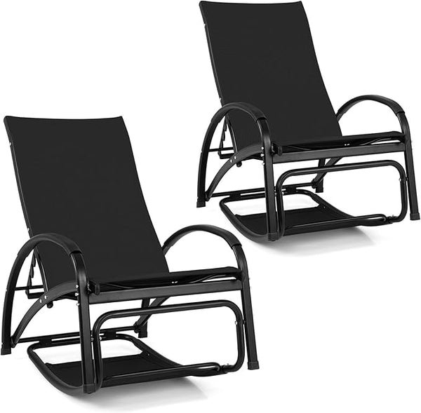Tangkula Outdoor Rocking Chair Set of 2, 2-in-1 Convertible Lounge Chair with 4-Level Adjustable Backrest - Photo 1