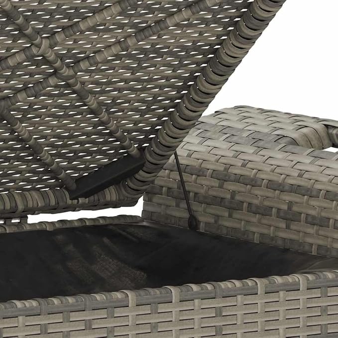 Grey Polyethylene Rattan Garden Bench, Weatherproof Outdoor Seating with Storage, Patio Furniture for 2 People, 45.7x45.7x22.4 Inches Patio Bench