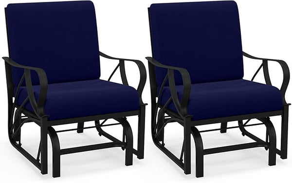 Giantex 2-Pack Outdoor Glider, Patio Rocking Chair with Thick Cushion, Sturdy Metal Frame, Curved Armrest - Photo 1