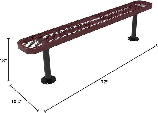 COATEDOUTDOORFURNITURE Coated Outdoor Furniture Heavy-Duty Outdoor Bench Thermoplastic Coated, Expanded Metal, Commercial-Grade Seating, Made in America (Surface Without Back, 6 Ft, Burgundy)