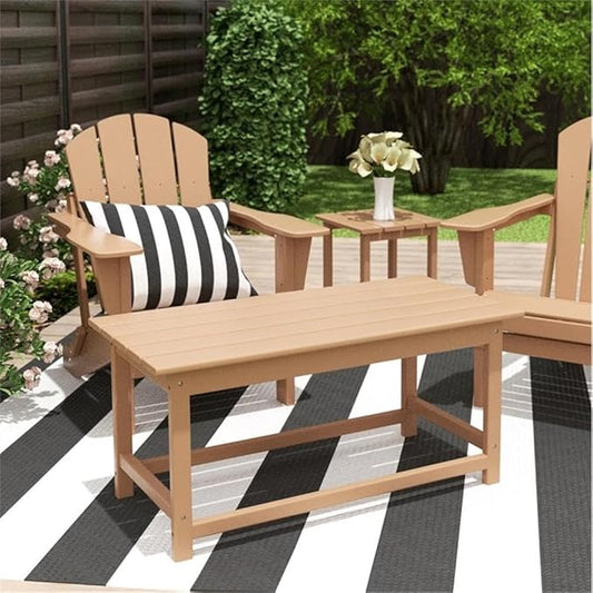 Costaelm Adirondack Conversation Table, HDPE Outdoor Drink Weather Resistant, Outdoor Patio Porch Accent Balcony Table for Pool, Seaside, Backyard, Teak