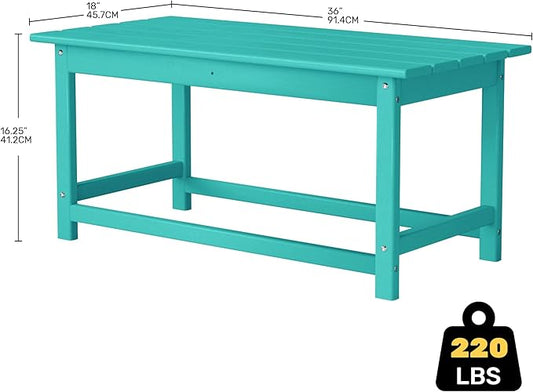 Costaelm Adirondack Conversation Table, HDPE Outdoor Drink Weather Resistant, Outdoor Patio Porch Accent Balcony Table for Pool, Seaside, Backyard, Turquoise