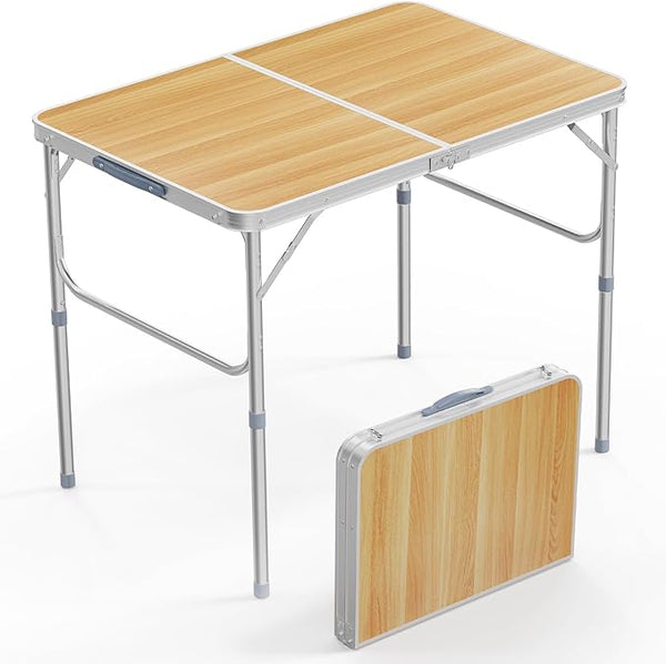 VINGLI 3FT Small Camping Table Adjustable Height Aluminum Folding Table for Picnic Party BBQ - Photo 1