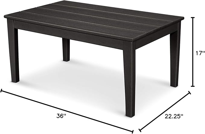 POLYWOOD® Newport 22" x 36" Coffee Table, Black