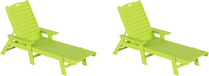 WestinTrends Malibu Poly Reclining Chaise Lounge (Set of 2) Lime