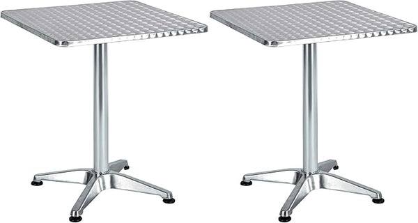BTEXPERT Set of 2, Indoor Outdoor 23.75" Square Restaurant Table for Patio Stainless Steel Silver Aluminum Furniture - Photo 1