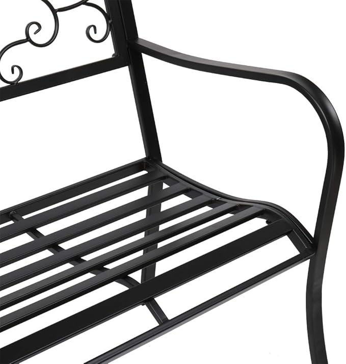 51-Inch Outdoor Garden Bench Classic Metal Patio Park Bench Elegant Porch Deck Loveseat with Cast Iron Frame (A-Type)