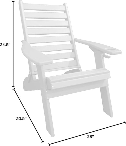 Furniture Barn USA Farmhouse Collection Poly Ladderback Folding Adirondack Chair with Smart Phone Holder, Bright White