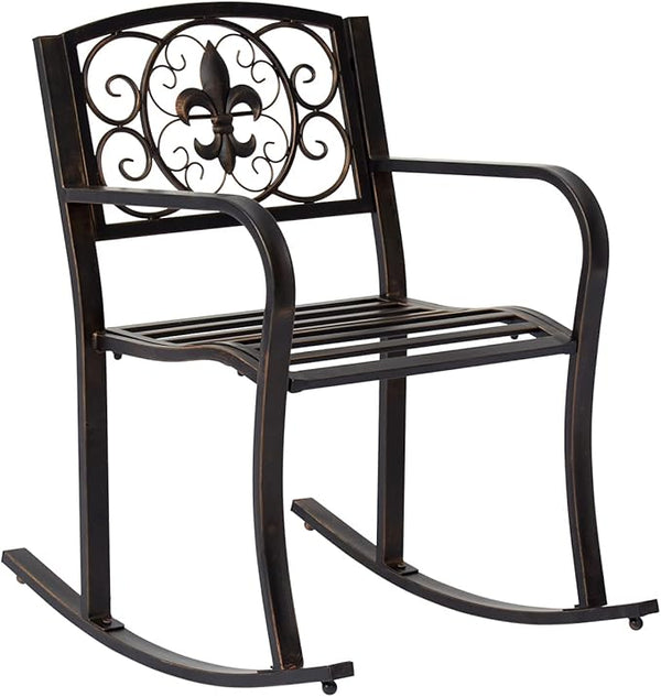KINTNESS Outdoor Metal Rocking Chair Patio Rocking Bench with Cushion (1, 2-seat) - Photo 1
