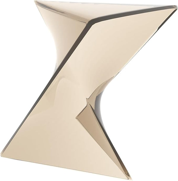 LeisureMod 15.75" Stackable Weather-Resistant Plastic Triangular Side Table - Transparent Amber Accent End Table for - Photo 1