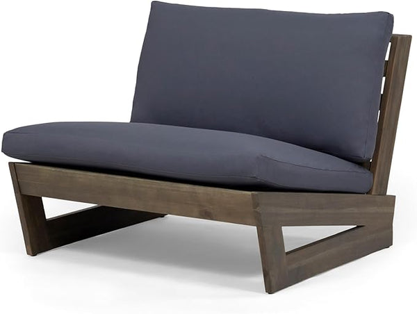 Sherwood Outdoor Club Chair with Cushions - Acacia Wood - Gray/Dark Gray - Photo 1