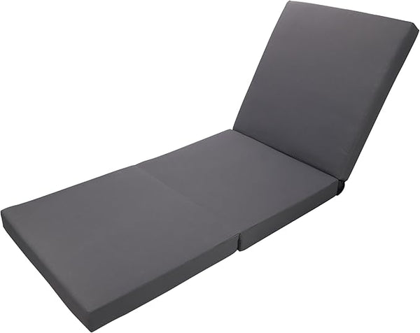 Merax Outdoor Chaise Lounge Cushion with Foldable 3-Section Design, Dark Gray Patio Reclining Chair Cushions for Lawn - Photo 1
