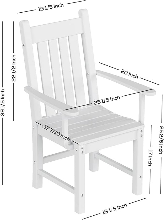 WestinTrends Malibu Classic Outdoor Dining Chairs with Arms, All Weather Poly Lumber Adirondack Patio Chairs Restaurant Bistro Chairs Support 350 LBS, Arched Backrest and Curved Seat, Gray