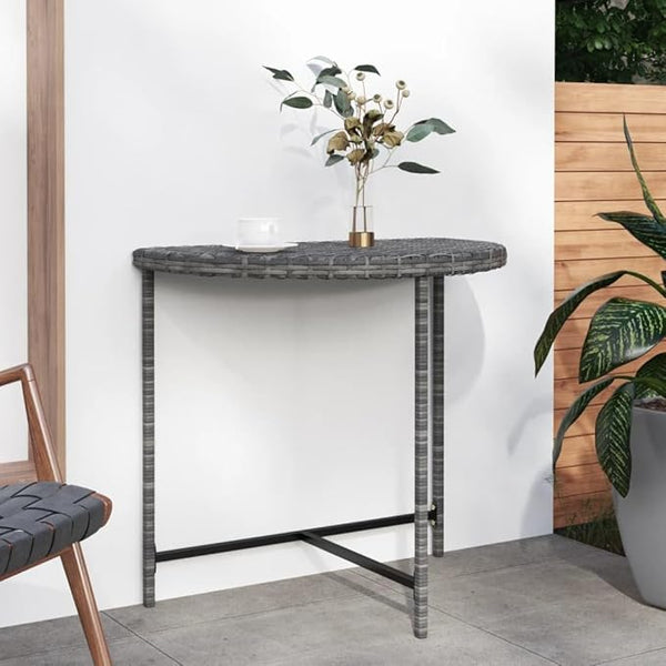 Grey Poly Rattan Garden Table with Powder-Coated Steel Frame, Modern Design and Weather Resistant for Outdoor Dining - Photo 1