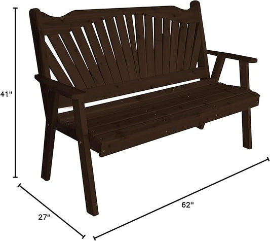 Furniture Barn USA Pine 5' Fanback Garden Bench, Walnut Stain
