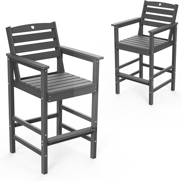 Patio Bar Table, Adirondack Chairs and Table 2 Pieces Set, Bar Height Chairs Set of 2, Outdoor Bar Stools Set - Photo 1