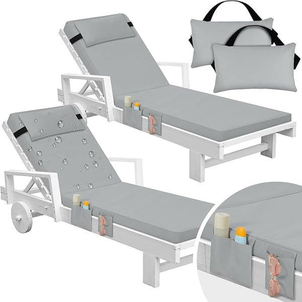 Tondiamo 2 Set Outdoor Chaise Lounge Cushions with Pillows and Storage - Photo 1