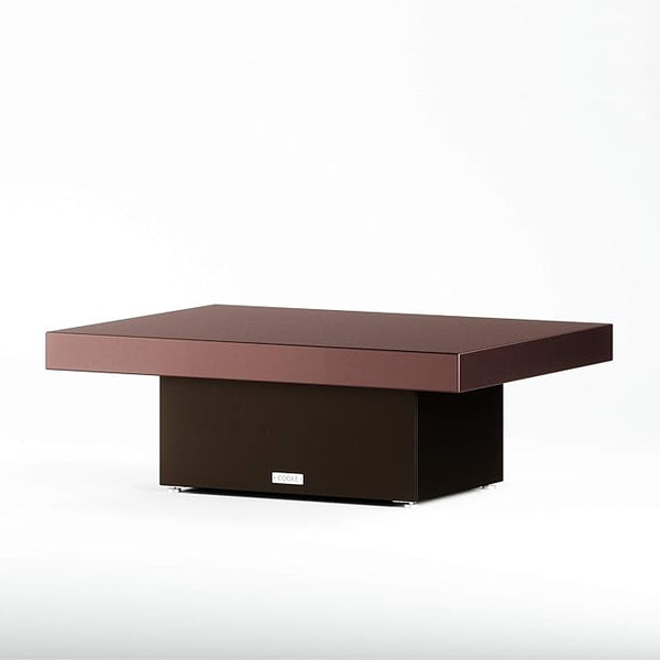 COOKE Santa Barbara Custom Contemporary Outdoor Table (Rose Cast Aluminum Top, Desert Gold Ore Aluminum Base) - Photo 1