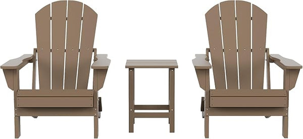 Costaelm 3 piece Patio Set, Outdoor Modern Adirondack Table and Chairs - Photo 1