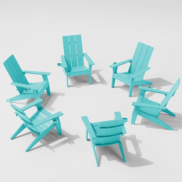 MXIMU Adirondack Chair Set of 6: Modern Adirondack Chairs Fire Pit Chairs Plastic Outdoor Chairs for Lawn Backyard Deck - Photo 1
