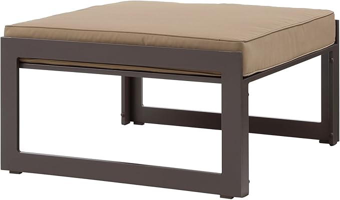 Modway Fortuna Aluminum Outdoor Patio Ottoman in Brown Mocha