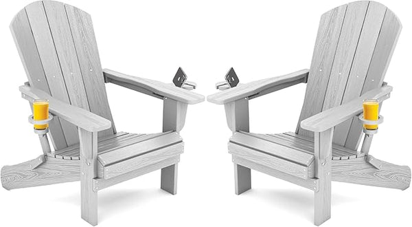 SERWALL Adirondack Chair with Cup Holders - Composite Adirondack Chairs Set of 2 HDPE Outdoor Chairs All Weather Use - Photo 1