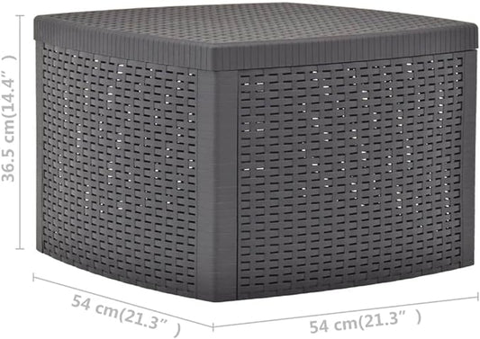 Side Table,Garden Table,Weather Resistant,with Convenient Storage Area for Refreshments,with an Attractive, Flat, Rattan-Look Design,Mocha 21.3"x21.3"x14.4" Plastic
