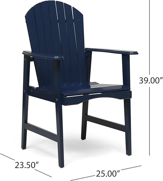 Outdoor Weather Resistant Acacia Wood Adirondack Dining Chairs (Set of 2), Blue Navy Finish