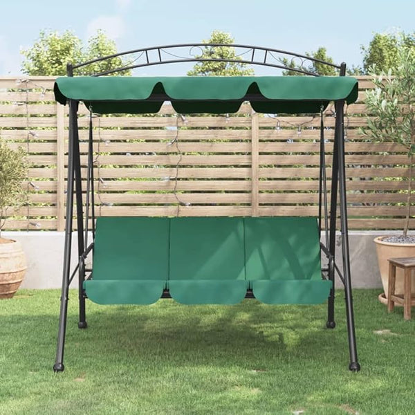 3-Seater Garden Swing Bench, Outdoor Patio Porch Swing with Bed Conversion, Powder-Coated Steel Frame - Photo 1