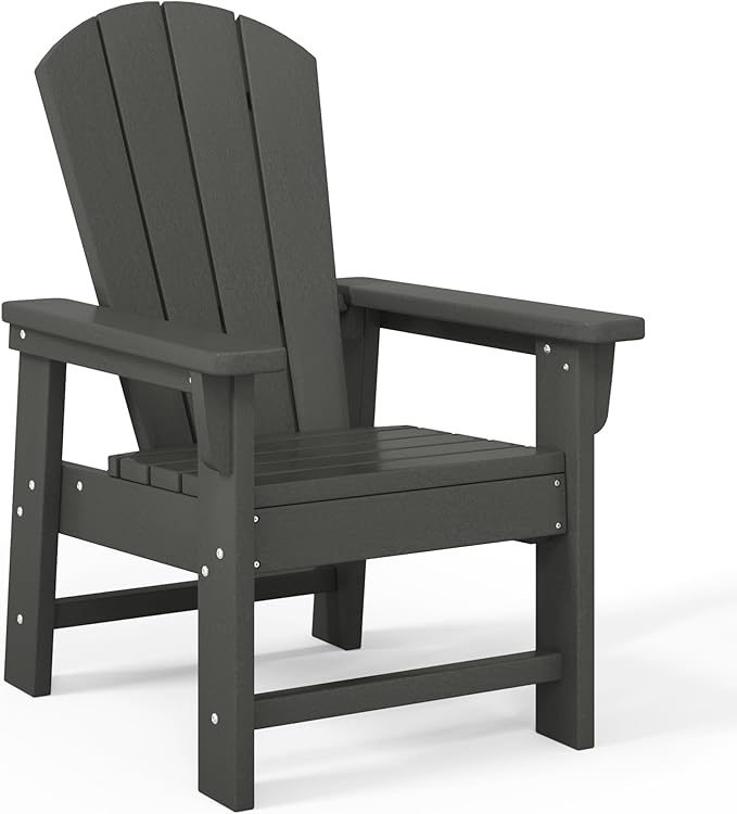 Costaelm Kids Lawn Chair, Toddler Outdoor Chair Kids Patio Furniture and Outdoor Children Picnic Activity Modern Adirondack Chairs for Garden, Patio, Backyard & Beach, Gray