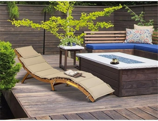 East West Furniture BHNU1NA Helena Patio Chaise Lounge - Outdoor Acacia Wood Sunlounger Chairs for Poolside, Deck, Lawn, 72x22x25 Inch, Natural Oil