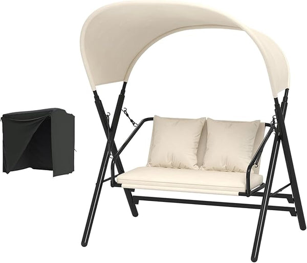 AECOJOY 2 Seat Outdoor Patio Swing Chair with Cover, Porch Swings Chairs for Adult - Photo 1