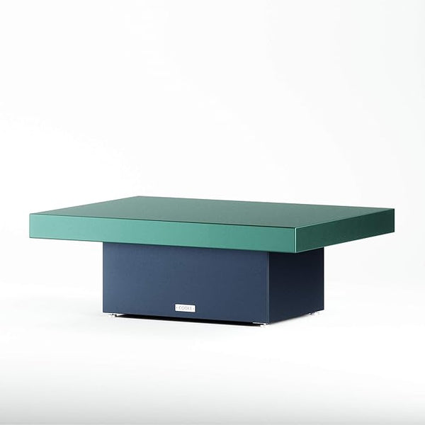 COOKE Santa Barbara Custom Contemporary Outdoor Table (Teal Texture Aluminum Top, Midnight Blue Aluminum Base) - Photo 1