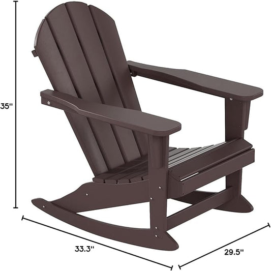 WO WESTIN OUTDOOR HDPE Laguna Outdoor Rocking Poly Adirondack Chair, Dark Brown
